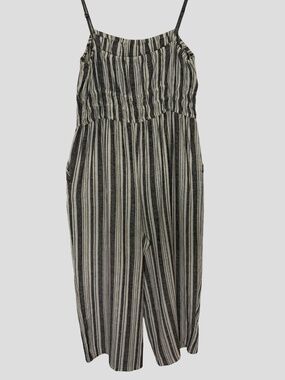 Womens George Black/White Linen Blend Summer Lounge Beach Wide Leg Jumpsuit-XL